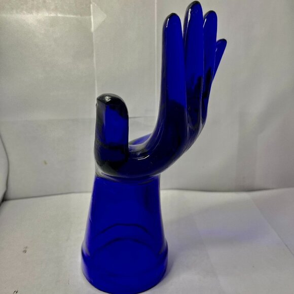 Vintage Cobalt Blue Glass Hand Ring Holder - Picture 3 of 5
